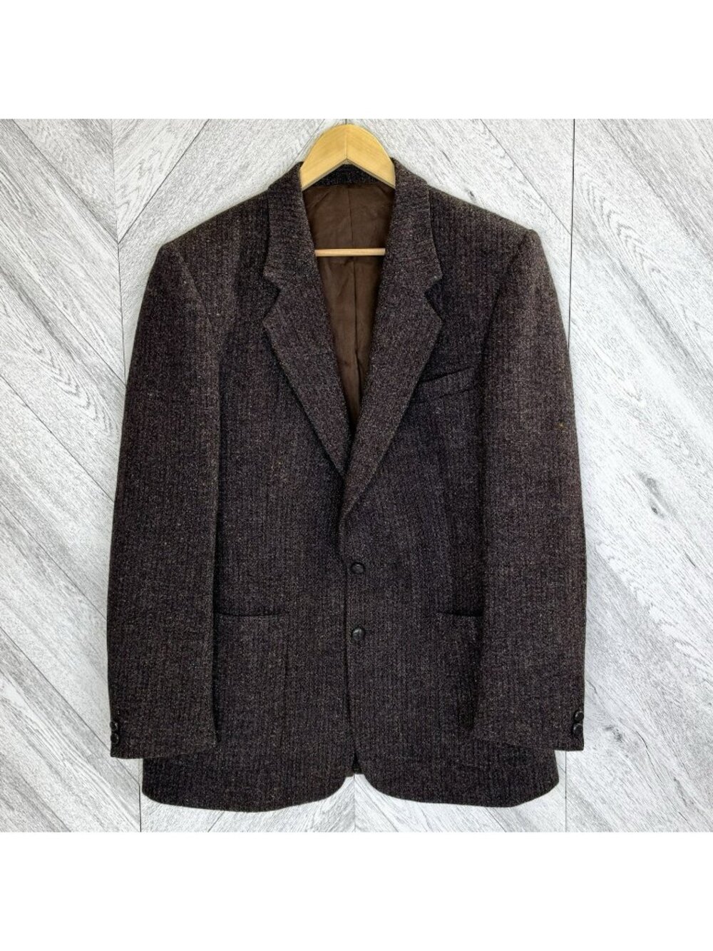 Vintage Harris Tweed Blazer Sport Coat Jacket Mens Size 42T 100% Wool Brown